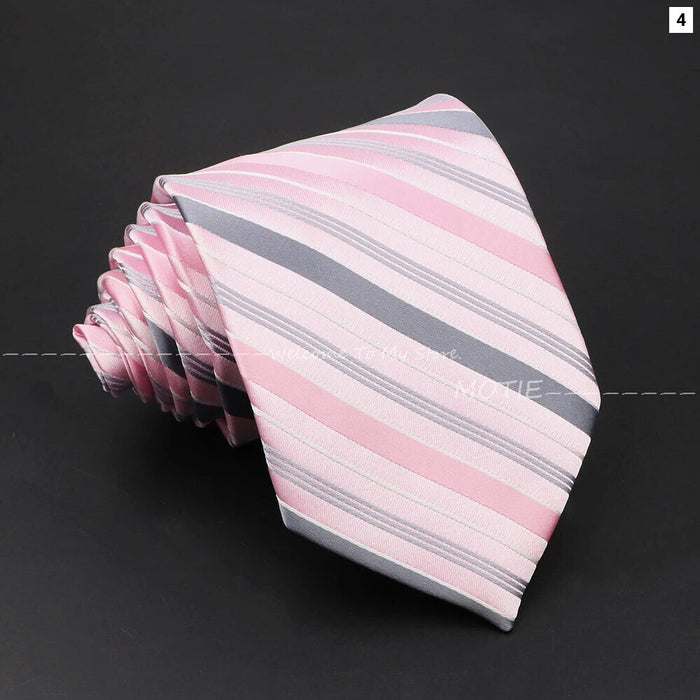 Mens Pink Purple Striped Tie For Business Weddings And Daily Wear