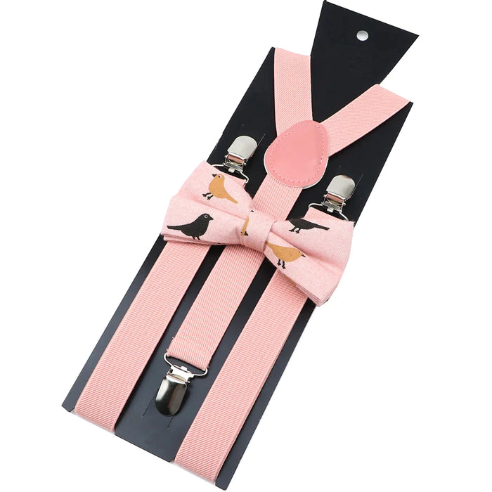 Cotton Suspenders And Bow Tie Set Adjustable And Elastic For Weddings