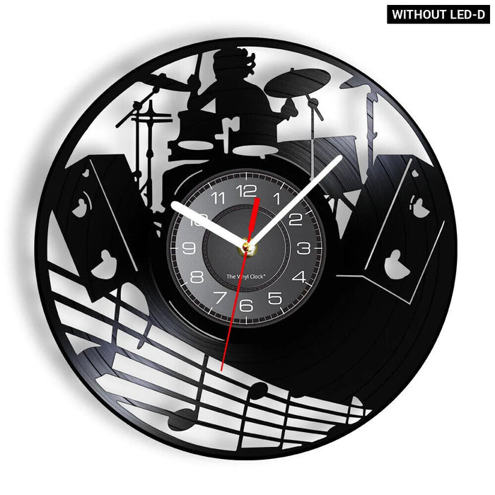 Vinyl Record Drum Kit Wall Clock