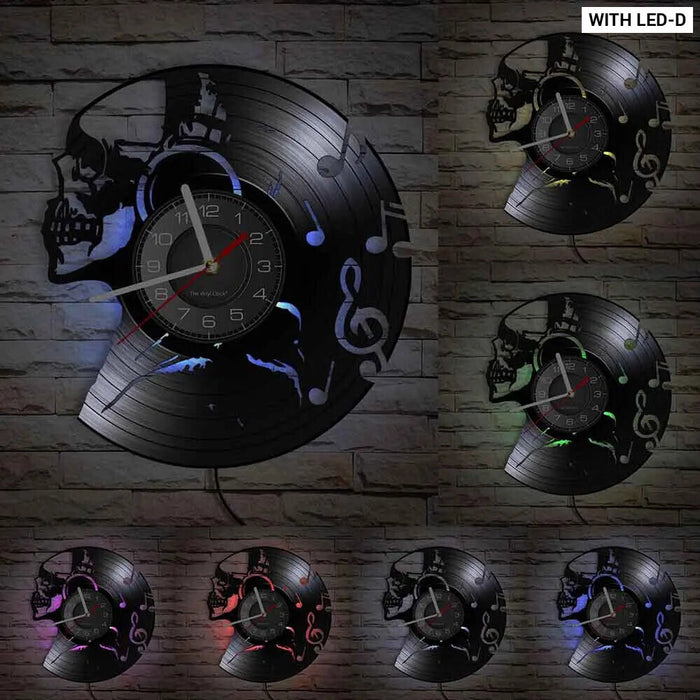 Skull Heads Vinyl Record Wall Clock