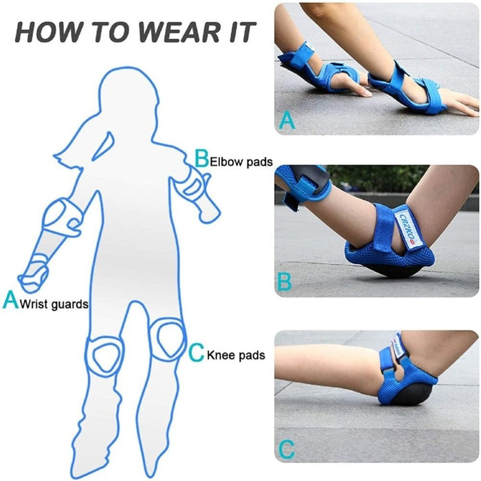 6 Pcs Protective Gear Set Knee Elbow Pads Wrist Guard for Skateboarding Inline Roller Skating