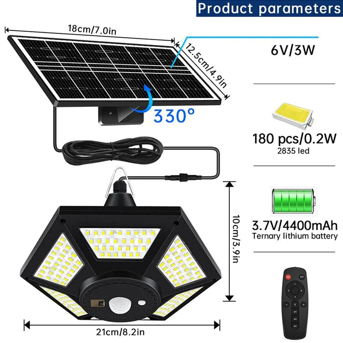 180 Led Solar Pendant Light For Shed Gazebo Garage