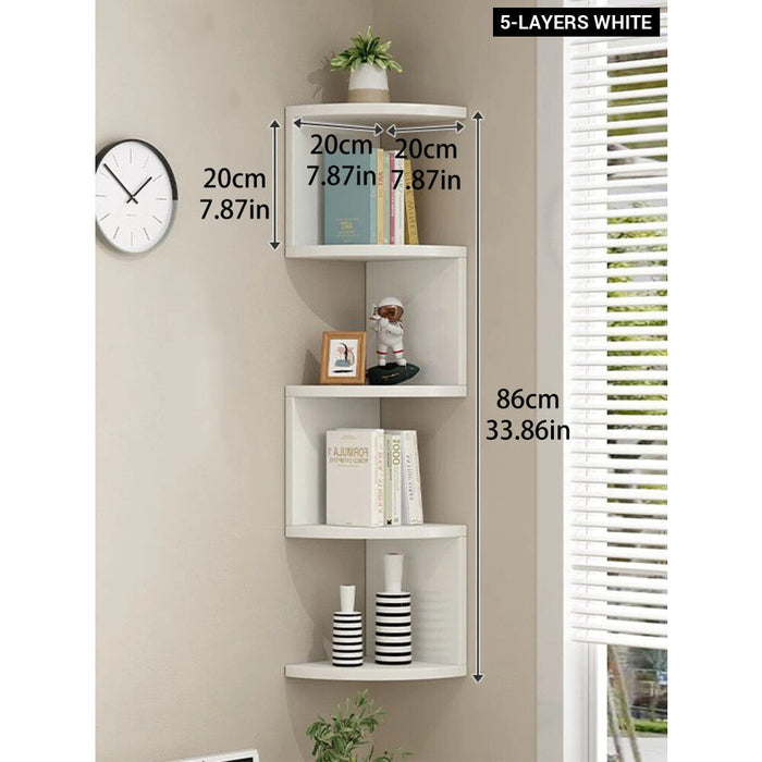 5 Tier Wooden Corner Shelf For Home Organization