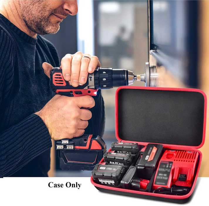 Hard Carrying Case For Milwaukee M18/M12 Batteries Charger Extra Large