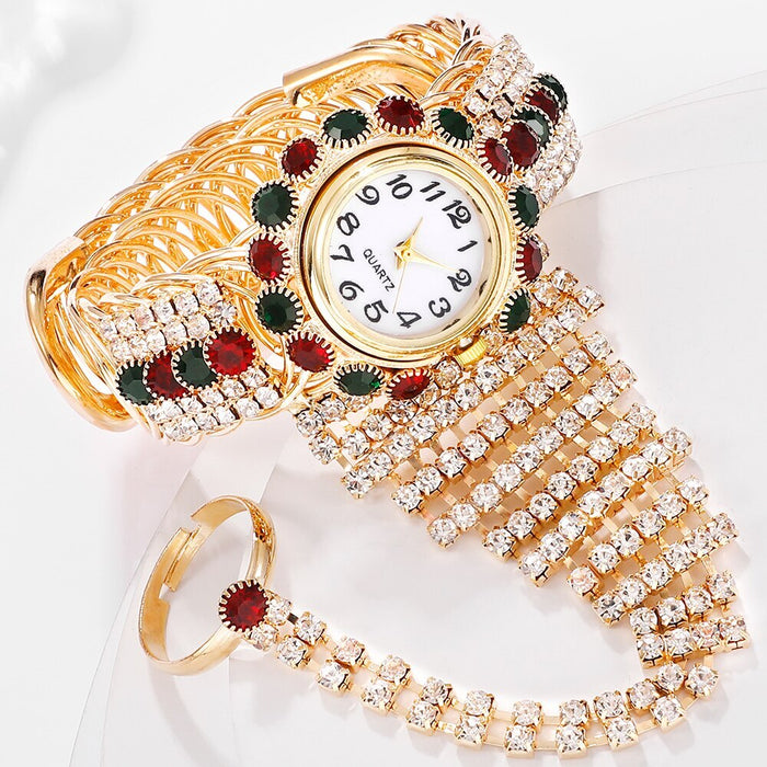 Luxury Women Bracelet Quartz Watches For Women Diamond Watch Ladies Sports Dress Red Dial Wrist Watch Clock