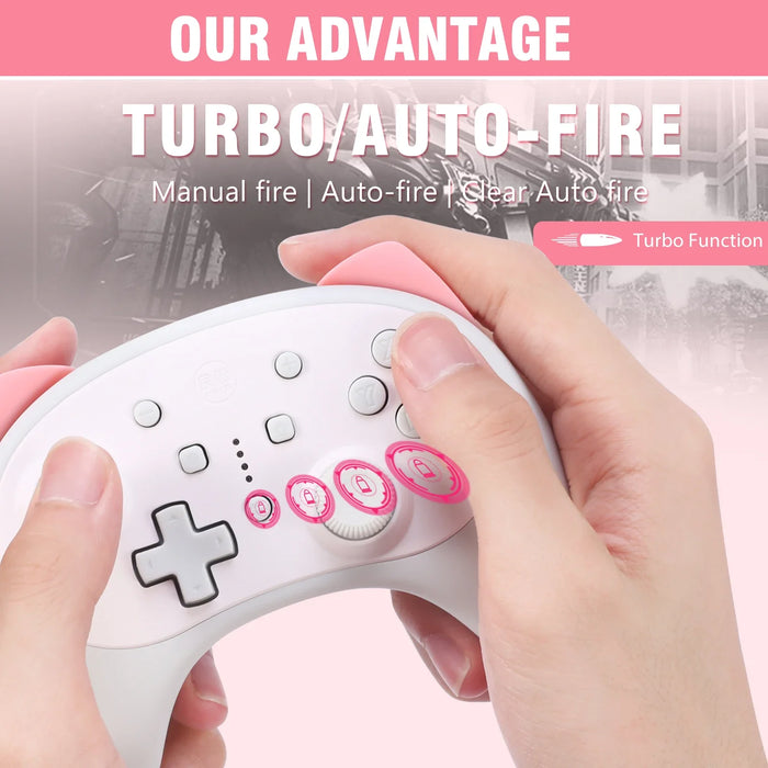 Cartoon White Cat Wireless Controller Small Size Auto Fire Compatible Nintendo Switch/Lite/Oled
