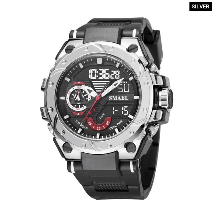 Men Wristwatches Red Bracelet 50M Waterproof Alarm Clock Analog Digitals Sport Watches