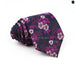 Floral Polyester Printed Necktie Purple Blue For Weddings