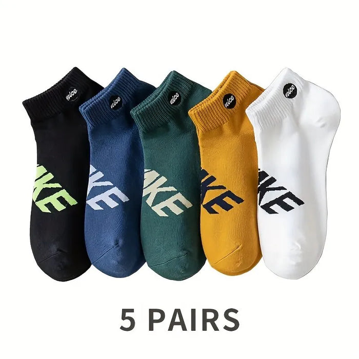 Mens 5 Pack Short Sports Socks Moisture Wicking Odor Resistant Low Cut Design