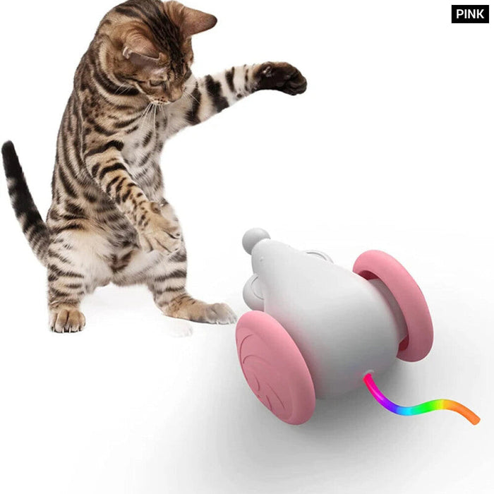 Interactive Cat Toy Usb Rechargeable With Squeaking Sound And Led Flashing Tail