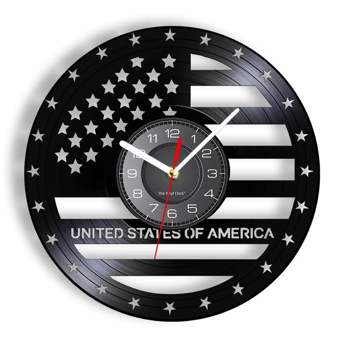 Usa Flag Vinyl Record Clock