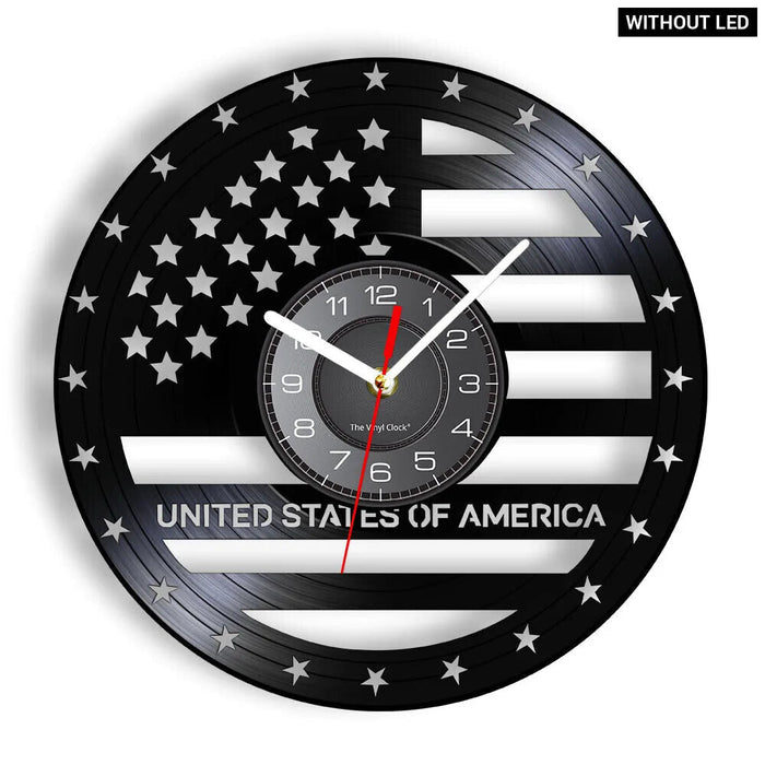 Usa Flag Vinyl Record Clock