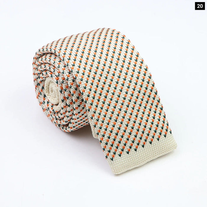 Classic Knit Neck Ties Plaid Dots 6Cm Width Business And Wedding