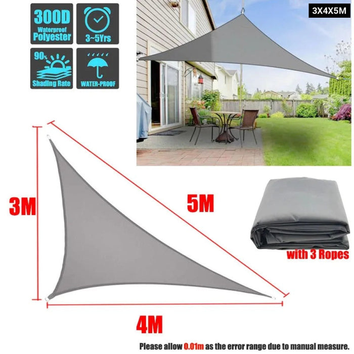 Waterproof Polyester Square Rectangle Shade Sail Garden Terrace Canopy Swimming Sun Shade Awning 285Gsm