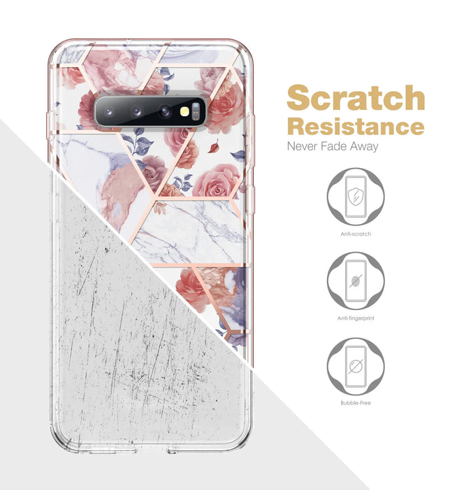 Slim Marble Rugged Case For Samsung Galaxy S10 With Screen Protector