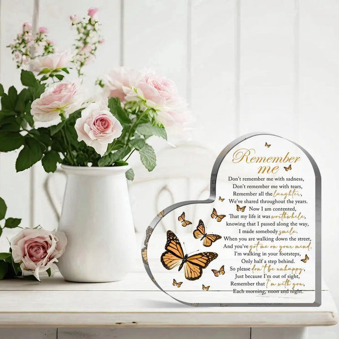 Sympathy Gifts Acrylic Heart Shaped Commemoratives