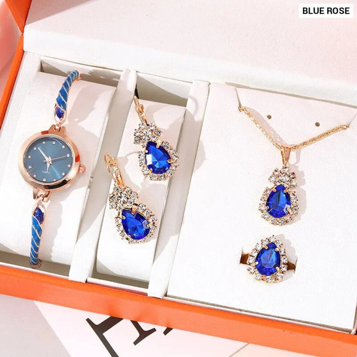 5Pcs Set Luxury Watches Women Band Ladies Watch Simple Casual Womens Analog Wristwatch Bracelet