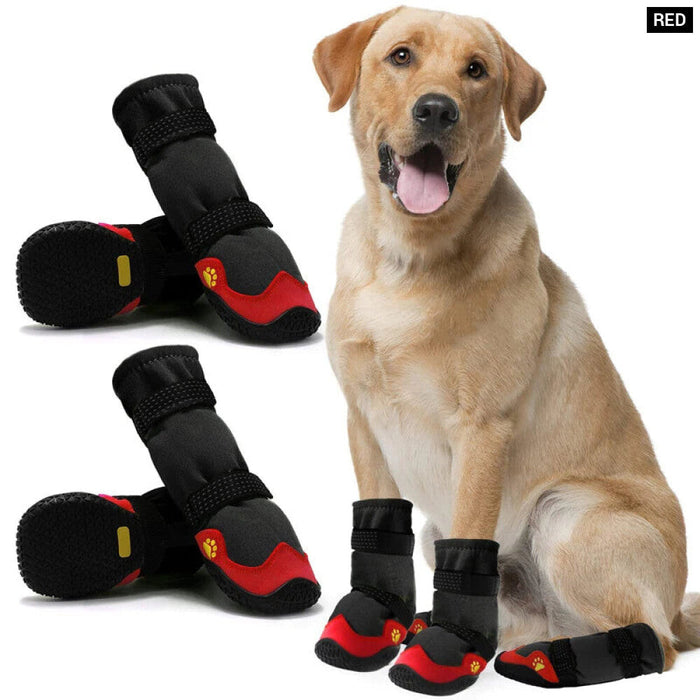 Waterproof Dog Boots Durable Anti Slip Pet Shoes With Reflective Straps