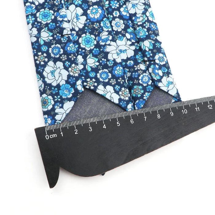 Blue Floral Cotton Ties For Weddings Business And Daily Wear