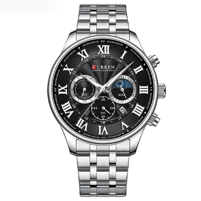 Stainless Steel Men Sports Chronograph Wristwatches With Auto Date