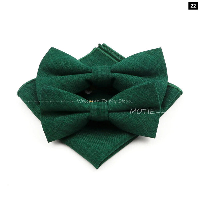 Classic Bowtie Set With Handkerchief Cufflink And Brooch