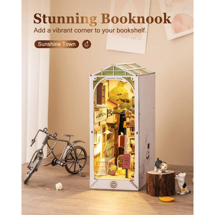 Diy Book Nook Kit 3D Wooden Puzzle Bookshelf With Led Bookend Diorama Miniature Set Crafts Hobbies For Adults Teens