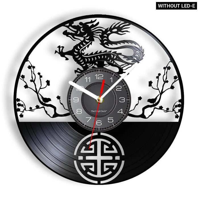 Yin Yang Dragon Vinyl Record Wall Clock