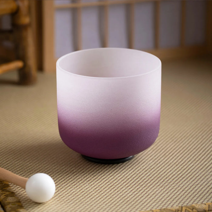 7 Inch Purple 432Hz B Note Crown Chakra Frosted Quartz Crystal Singing Bowl With Free Rubber Mallet and O-Ring