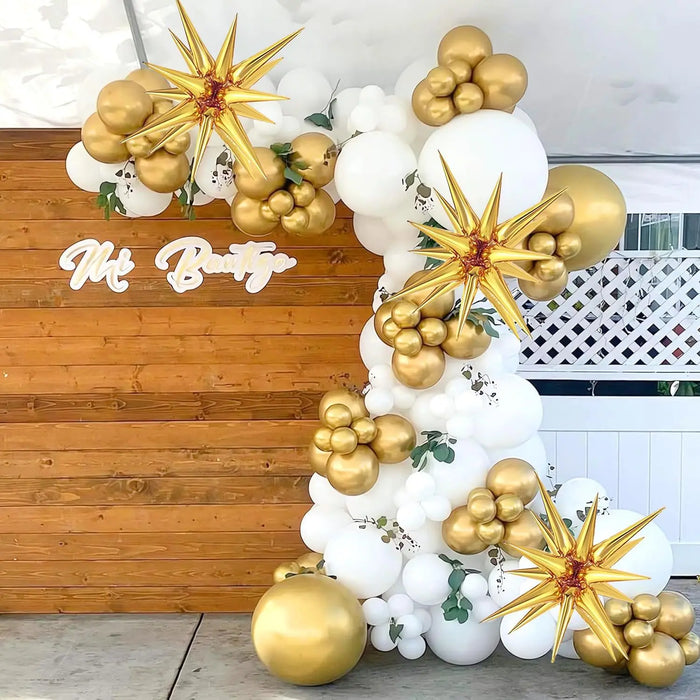 135Pcs White And Gold Balloon Garland Arch Kit For Birthday Parties Anniversaries Weddings Indoor And Outdoor Decorations