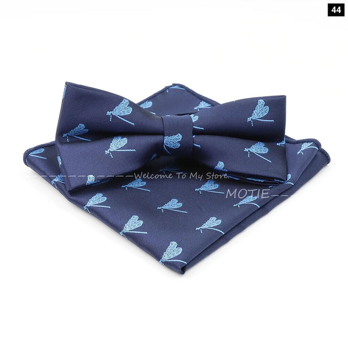 Cartoon Insect Bowtie Set Red Floral Brooches For Men