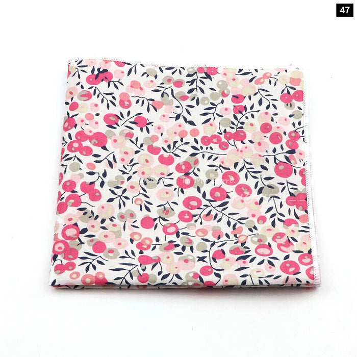 Floral Pocket Square For Men Classic White Cotton Handkerchief For Weddings And Daily Wear