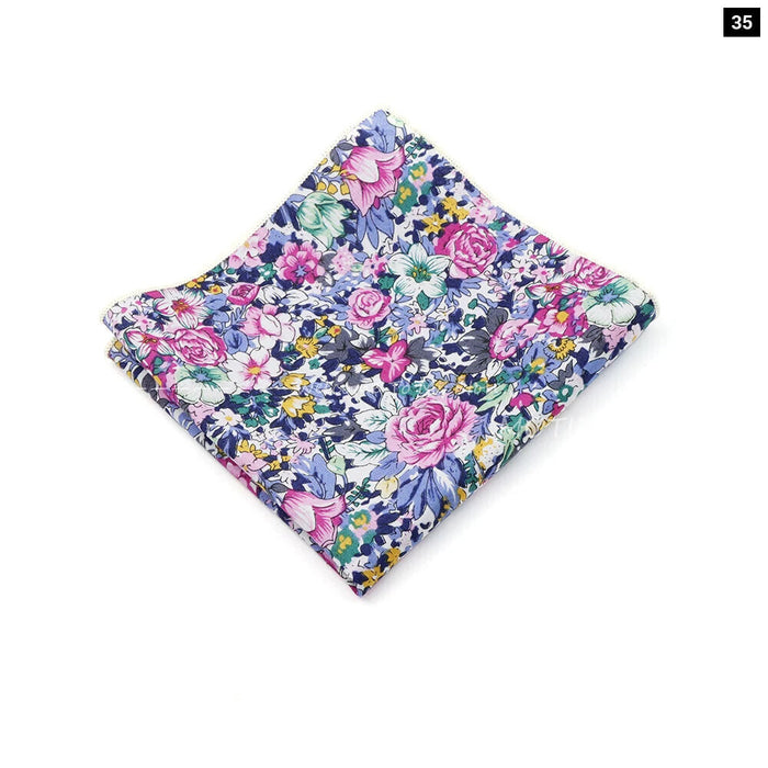 Wedding Suit Pocket Square Cotton Flower Hankerchief For Men Gift