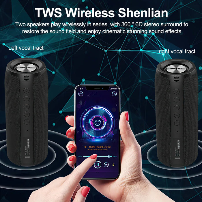 Waterproof Tws Bluetooth Speaker With Dual Pairing