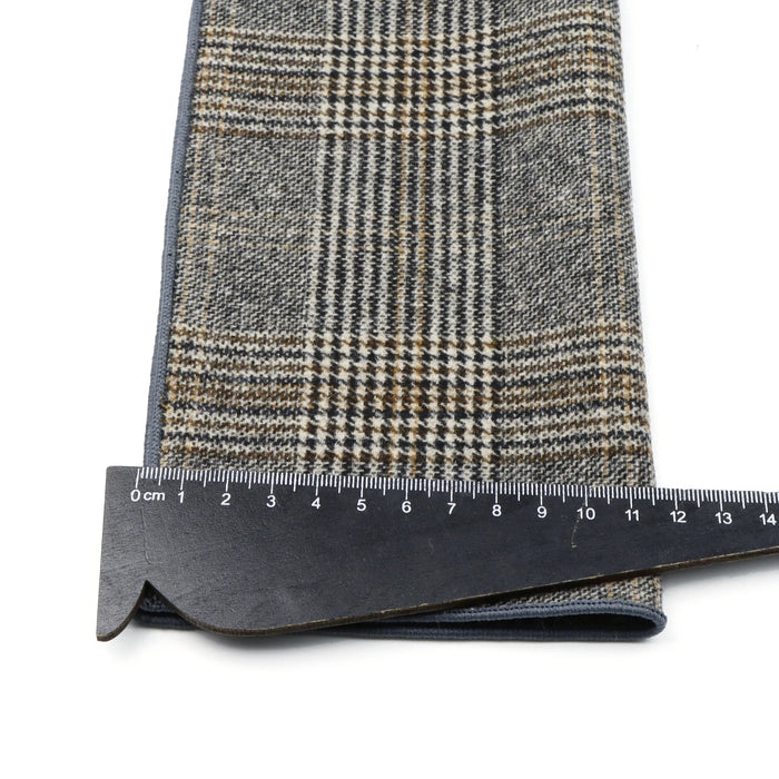 Classic Plaid Striped Pocket Square Mens Wool Handkerchief In Brown Grey For Weddings And Gifts