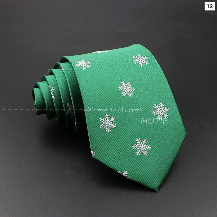 Christmas Tie Festive Snow Santa Claus Necktie For Men And Women