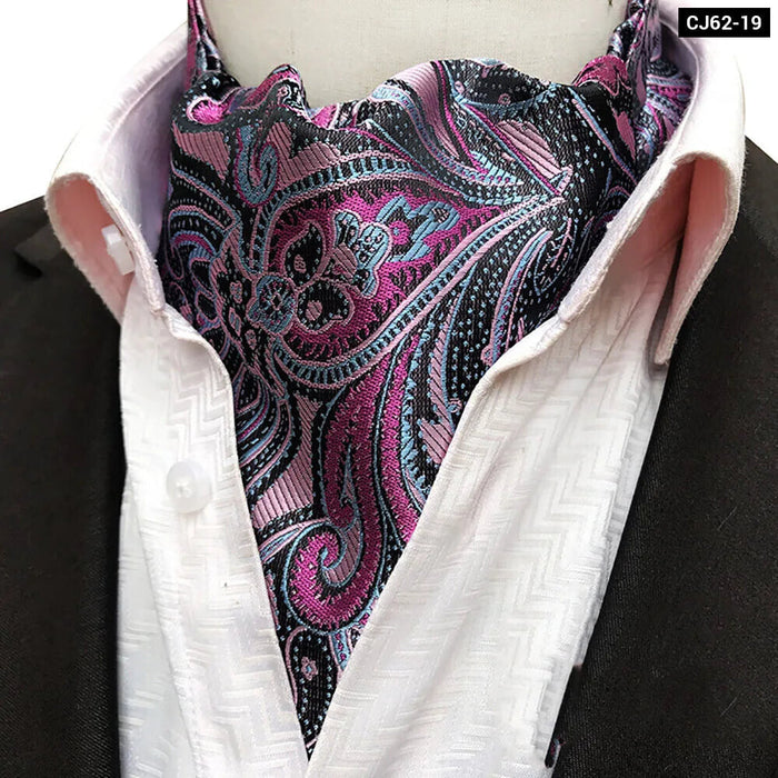 British Gentleman Tie Set Jacquard Paisley Cashew Cravat Ascot Scrunch For Weddings