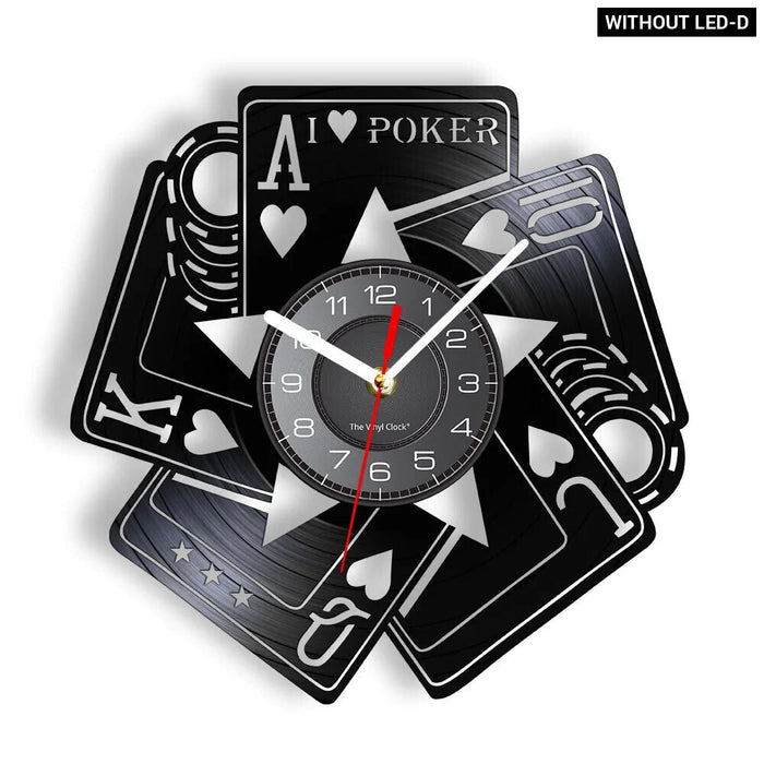 Poker Royal Flush Vinyl Record Wall Clock