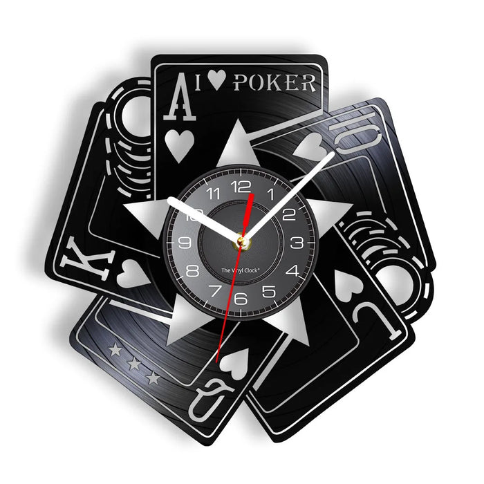 Poker Royal Flush Vinyl Record Wall Clock