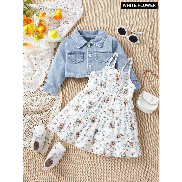 Baby Denim Coat Slip Skirt Set