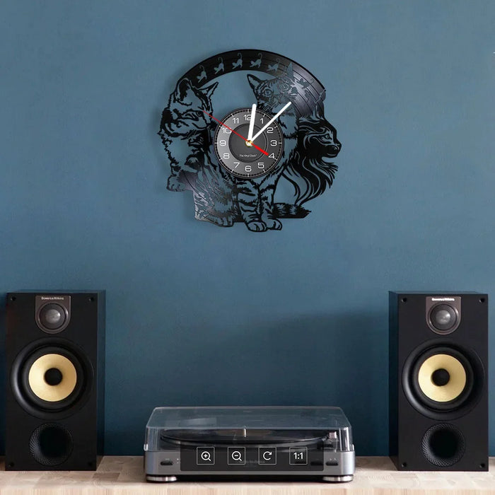 Kitten Cats Vinyl Record Wall Clock