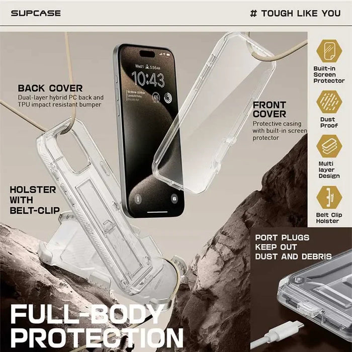 For Iphone 16 Pro Max 6.8" Ub Pro Full-Body Heavy Duty Rugged Phone Case With Built-In Screen Protector