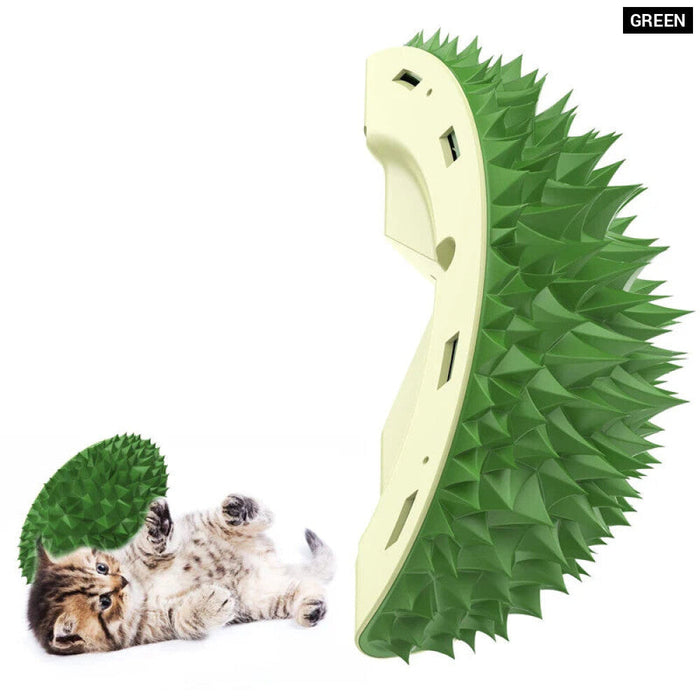 Cat Self Groomer Durable Durian Shape Wall Mount Corner Scratcher Massage Brush