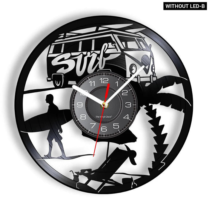 Surfing Vinyl Record Wall Clock