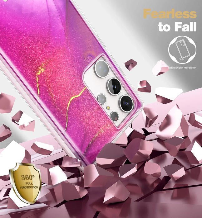 Geometric Marble Shockproof Case For Samsung Galaxy S23 Ultra 6.8 With Screen Protector