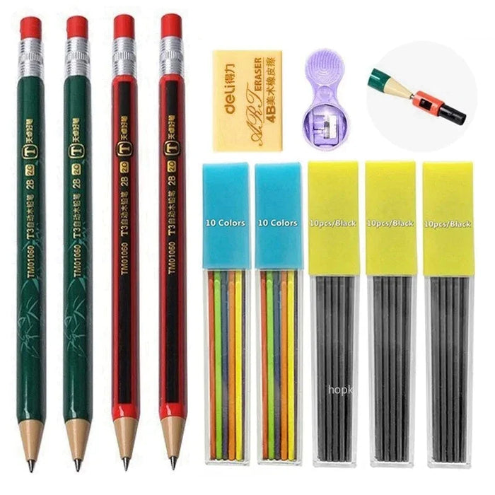 2.0Mm Mechanical Pencil Set With Sharpener And Colour Leads Stationery