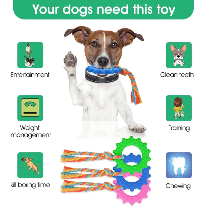 Durable Puppy Rope Toys Interactive Rubber Chew Toys