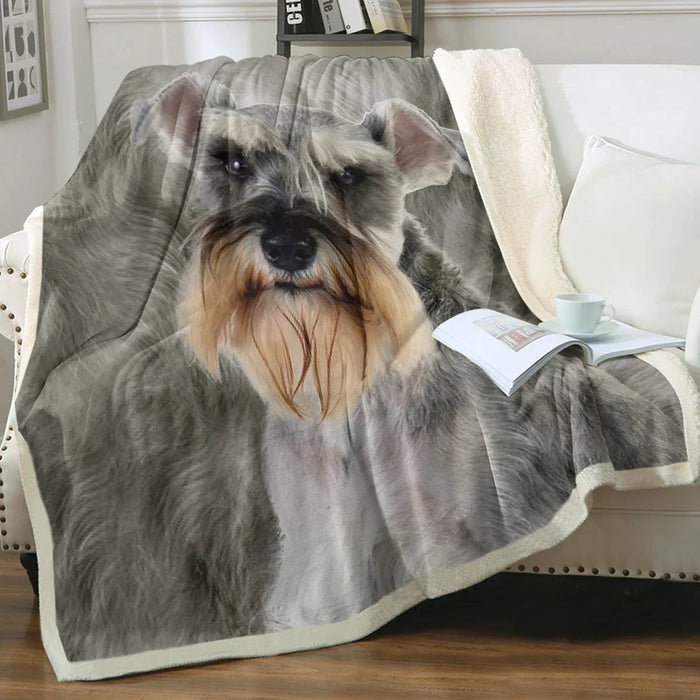 Soft Grey Schnauzer Throw Blanket Sherpa For Couch Or Bed