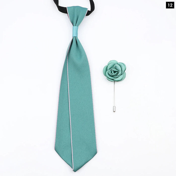 Handmade Ties And Flower Brooch Set And Elegant For Weddings And Business