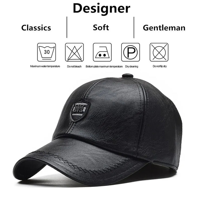 Adjustable Pu Leather Baseball Cap / Hat For Outdoor Wear