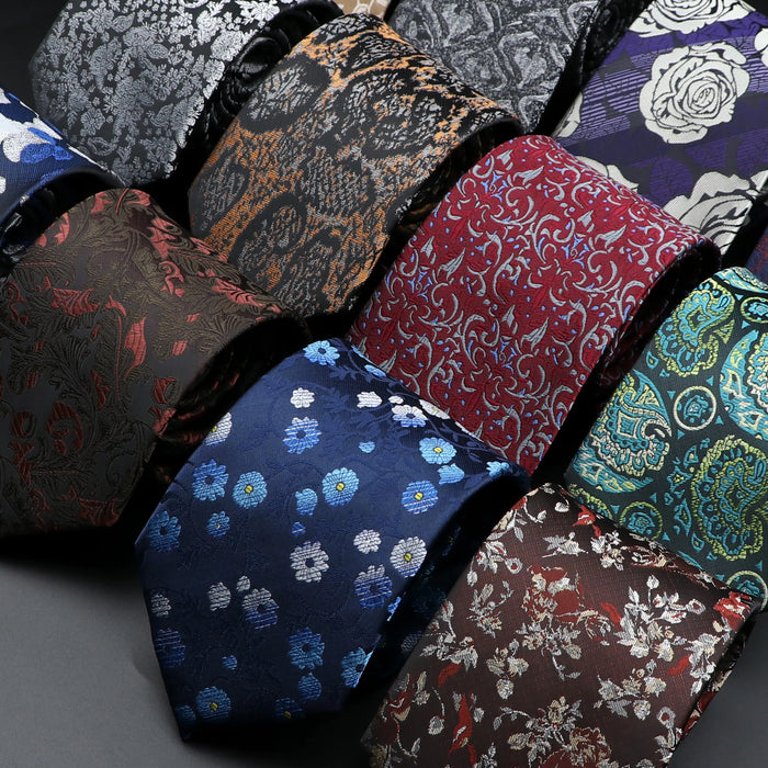 Floral Paisley Mens Tie Red Blue For Weddings And Business